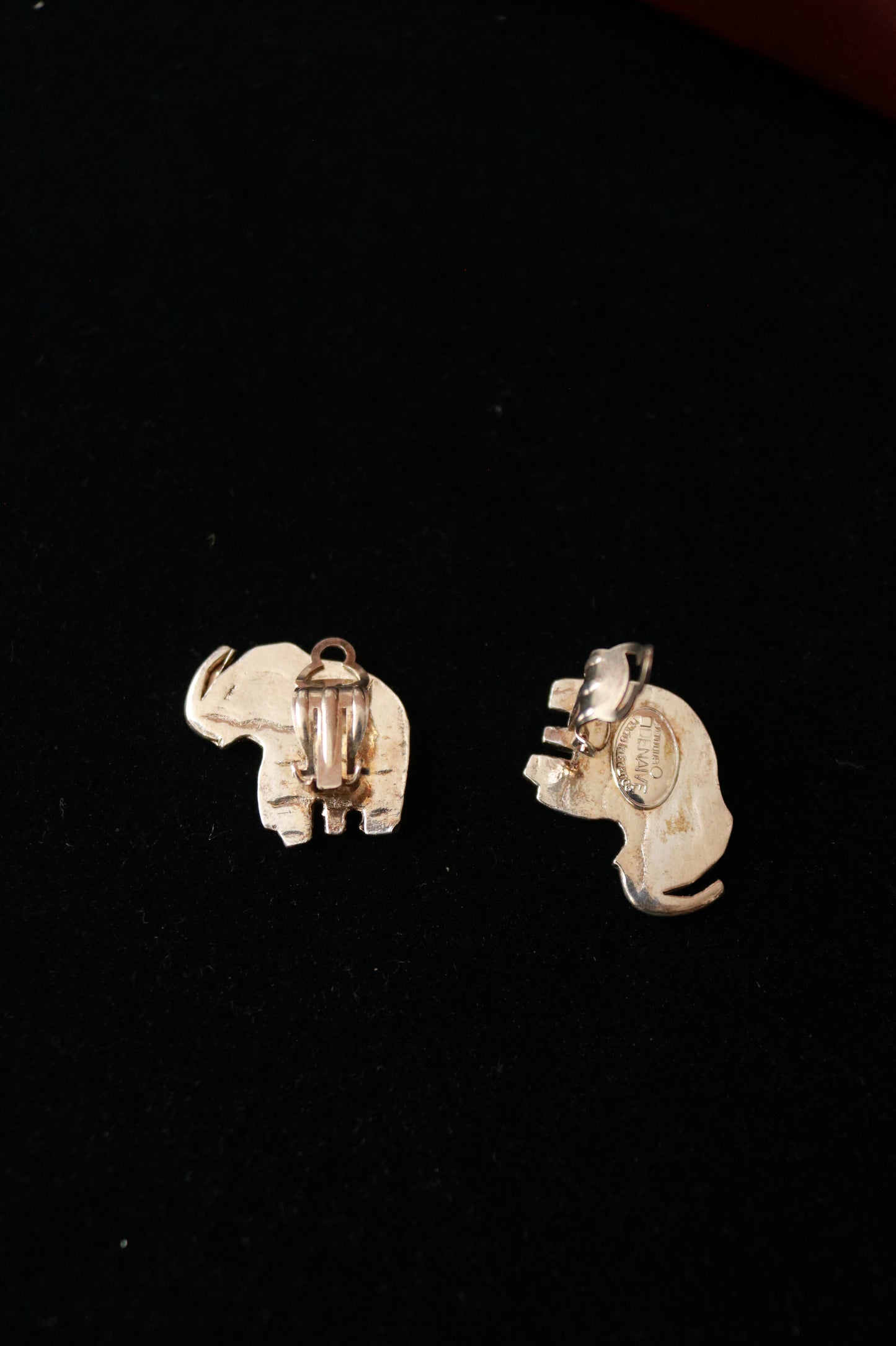 Signed Dominique Denaive Elephant Clip-On Earrings