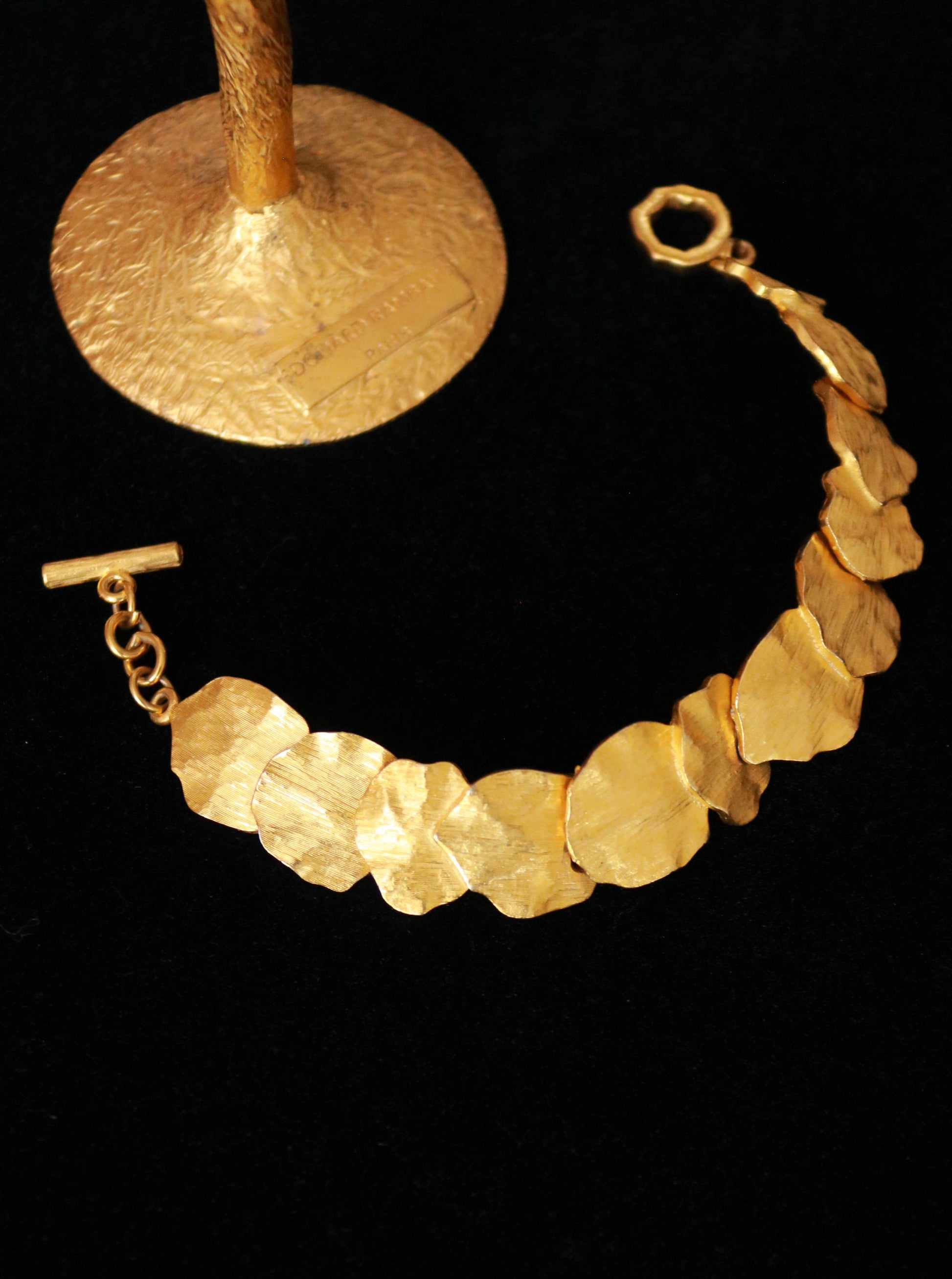 Vintage BCAB 24K gold plated organic link bracelet.