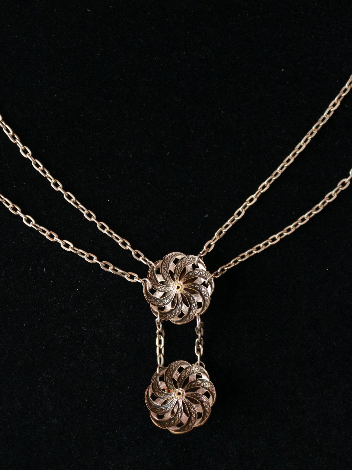 Vintage Purple Murano Glass Floral Drop Necklace