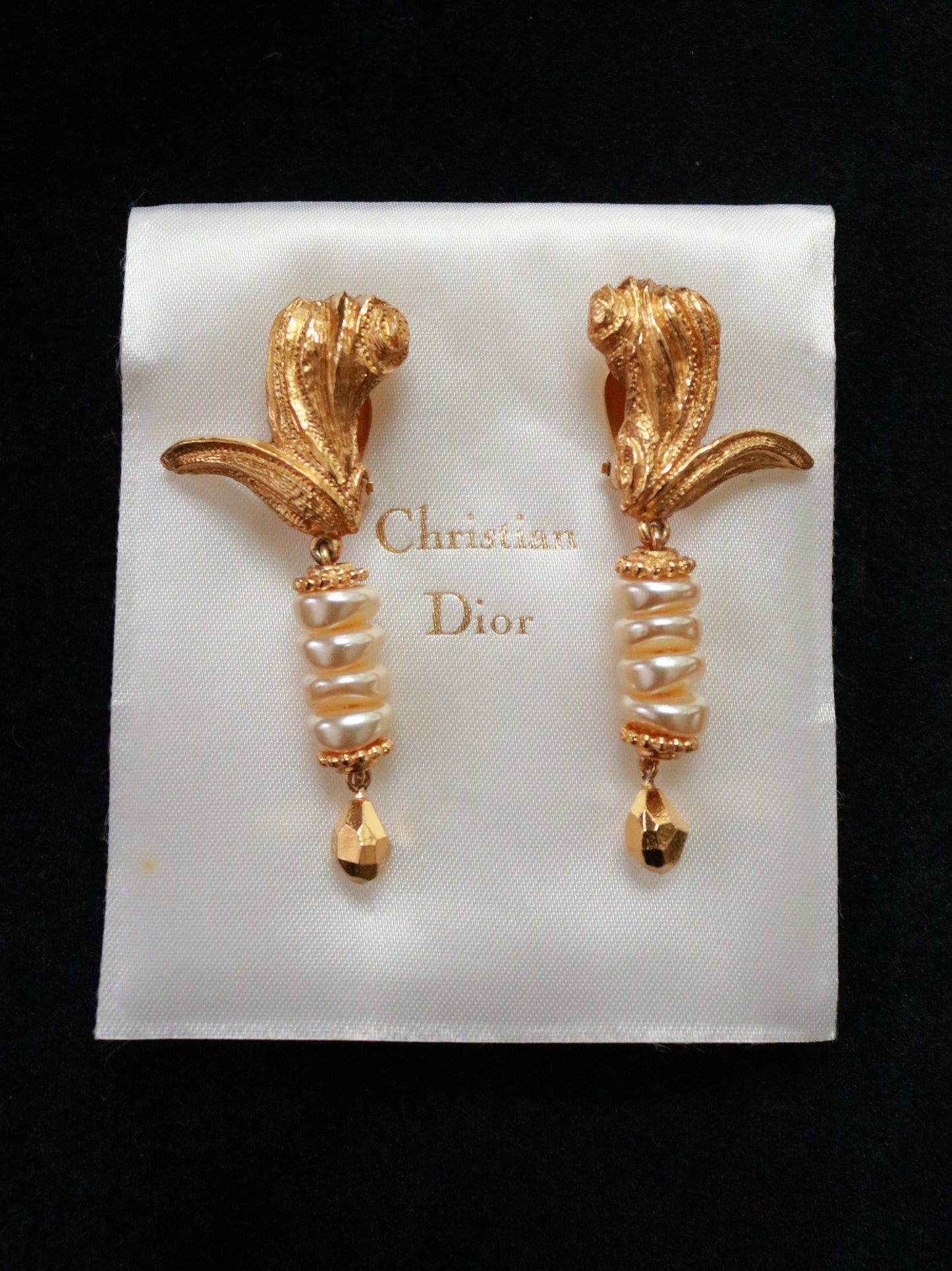 Vintage Christian Dior Faux Pearl Clip-On Earrings, 1970s