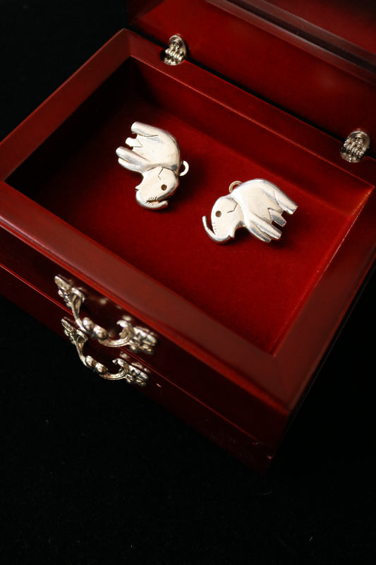 Signed Dominique Denaive Elephant Clip-On Earrings